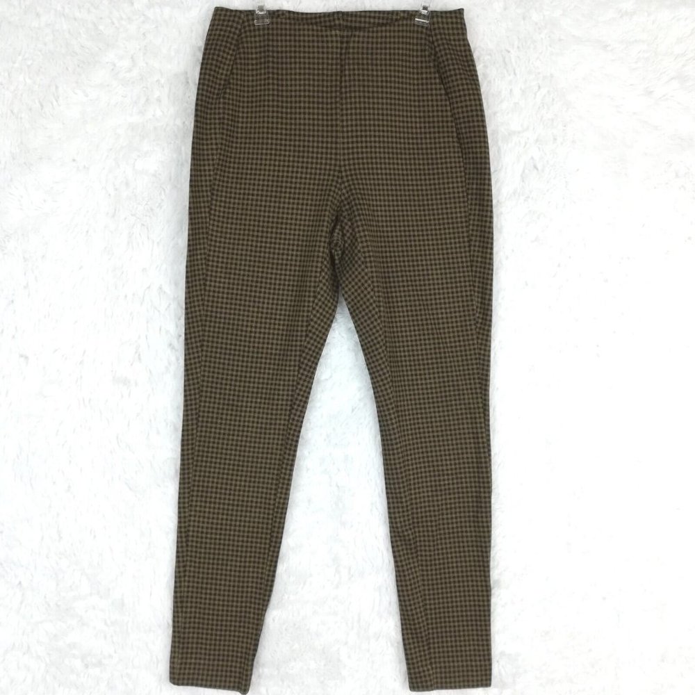 J. Jill Womens Pants Ponte Leggings Gold Black Gingham Pleated Petite XSP